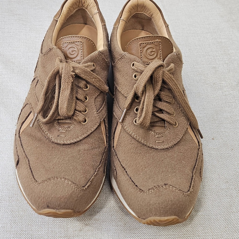 Greats Rosen Brown Wool Felt Leather Sneakers Mens 42 Made in Italy Low Top